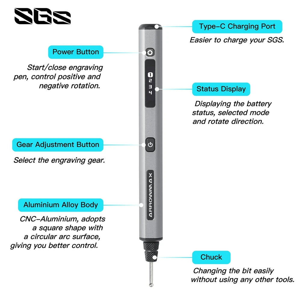 ARROWMAX stylo de gravure électrique sans fil Kit d'outils rotatifs Mini meuleuse avec 30 Bits pour métal bois plastique sculpture sur verre nouveau