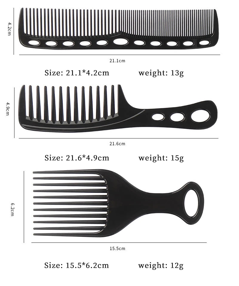 6 pièces nouveau style coiffure hommes femmes Salon de beauté cheveux coiffure brosse noire peignes brosse à cheveux