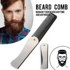 Peigne de poche pliable antistatique en acier pour hommes, tête d'huile, peigne à barbe Portable, outil de coiffure pliable, spécial pour perruques de vrais cheveux, 1 pièce