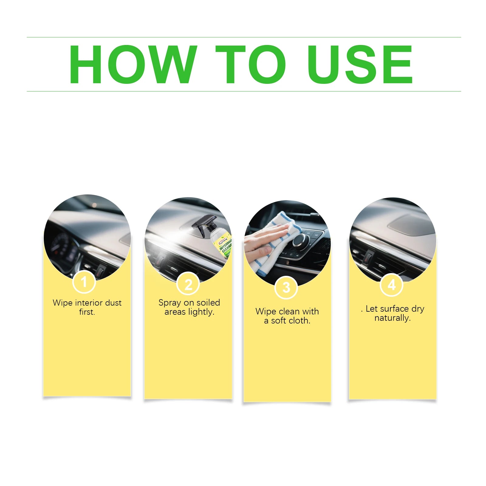 Nettoyant pour intérieur de voiture, élimine efficacement les taches de graisse de la poussière, nettoie les vernis du tableau de bord intérieur améliore la brillance, Agent de rénovation