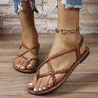 Sandales Creuses Tissées pour Femme, Chaussures de Plage Décontractées, à réinitialisation, pour la Marche, Nouvelle Mode, Été, 2026