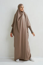 Abaya musulman à capuche manches smockées une pièce Robe de prière femmes Jilbab vêtements islamiques dubaï saoudien Robe noire modestie turque