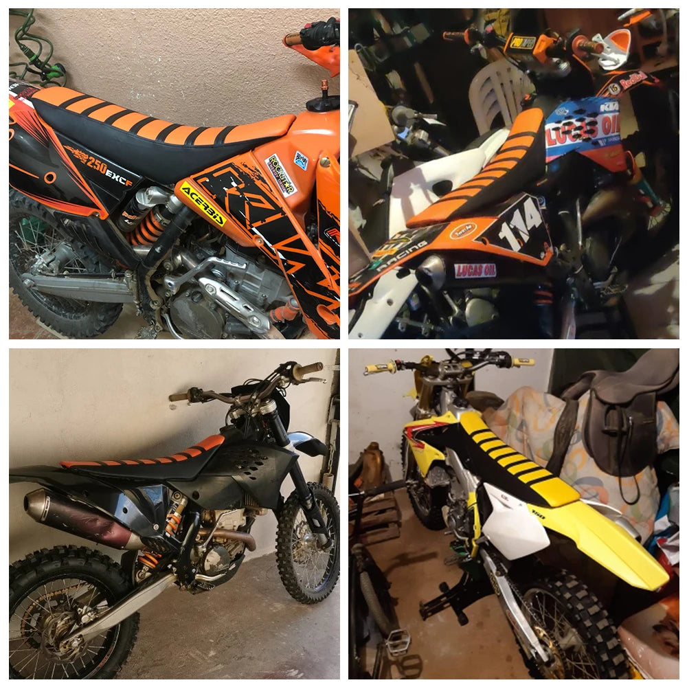 Juste de siège en caoutchouc souple rayé pour motocross, pince souple, KTM, HUSQVARNA, HONDA, YAMAHA, SUZUKI, KAWASAKI