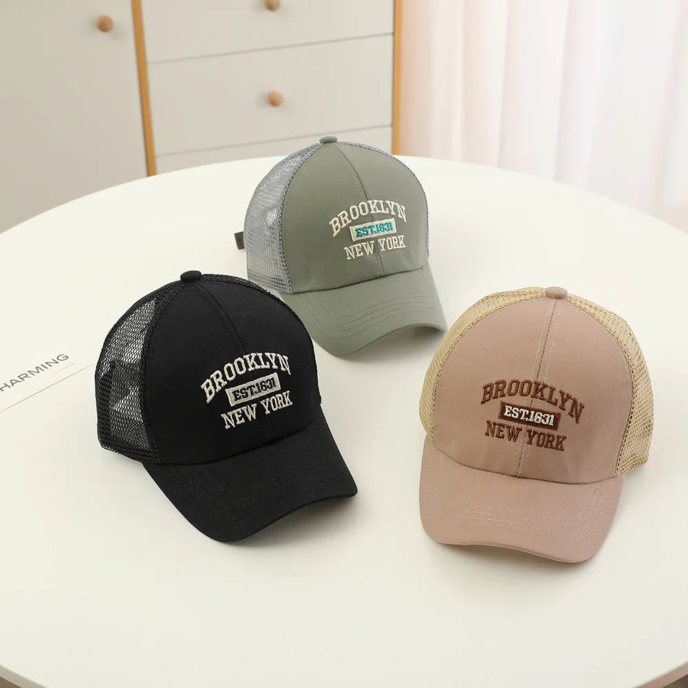 Casquette de Baseball en maille avec lettres brodées pour enfants, chapeau d'été pour bébé, garçon et fille, en coton, à rabat, Hip Hop, chapeau de pêche