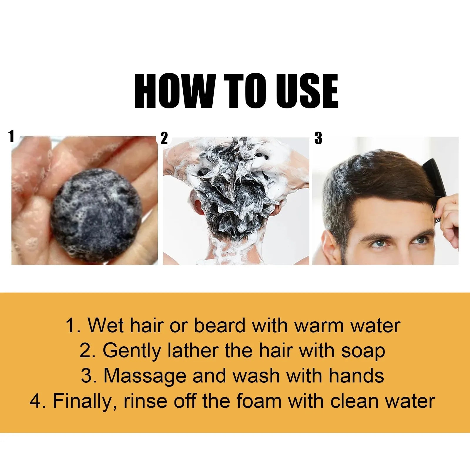 Shampoing pour cheveux, savon noir Polygonum Multiflorum, savon réparateur pour cheveux blancs, ensemble de soins capillaires, nourrissant, Anti-pelliculaire, teinture pour cheveux