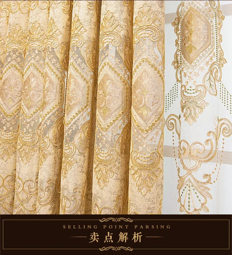 Rideaux de luxe brodés en Chenille européenne, pour salon, chambre à coucher, fenêtre, ensemble élégant, cantonnière, rideaux occultants personnalisés