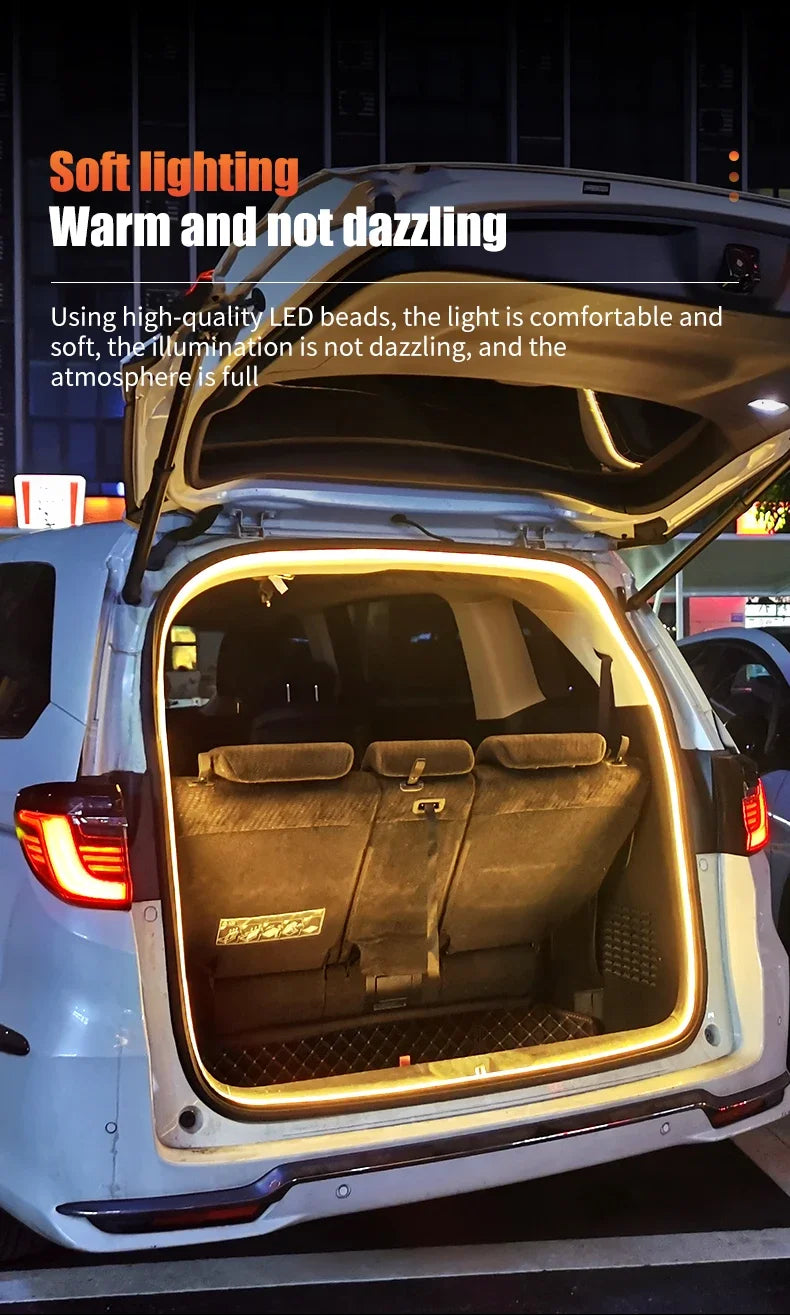 Bande lumineuse à flux dynamique pour coffre de voiture, 400cm, marche/arrêt automatique, lampe de balayage, bande lumineuse Flexible et étanche, Installation cachée