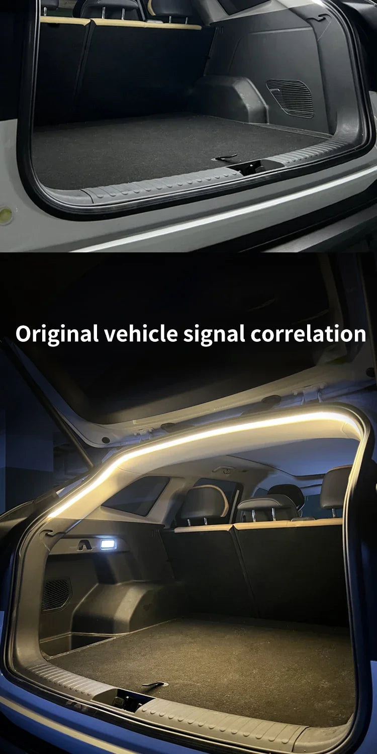 Éclairage de coffre de voiture à haute luminosité, éclairage d'ambiance, décoration intérieure, bande lumineuse LED sans fil, détection automatique, éclairage de hayon
