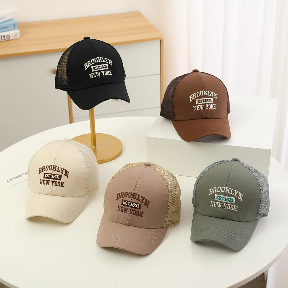 Casquette de Baseball en maille avec lettres brodées pour enfants, chapeau d'été pour bébé, garçon et fille, en coton, à rabat, Hip Hop, chapeau de pêche