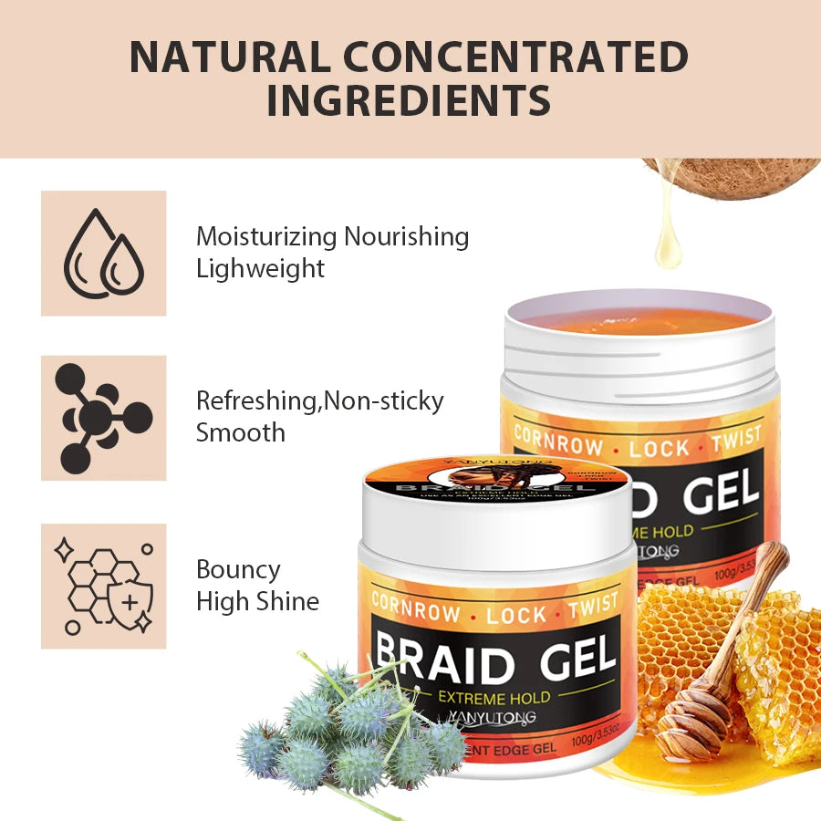 Stylage tressage Gel cire carburateur longue durée forte tenue pommade Anti-frisottis lisse finition des cheveux façonnage contrôle des bords des cheveux