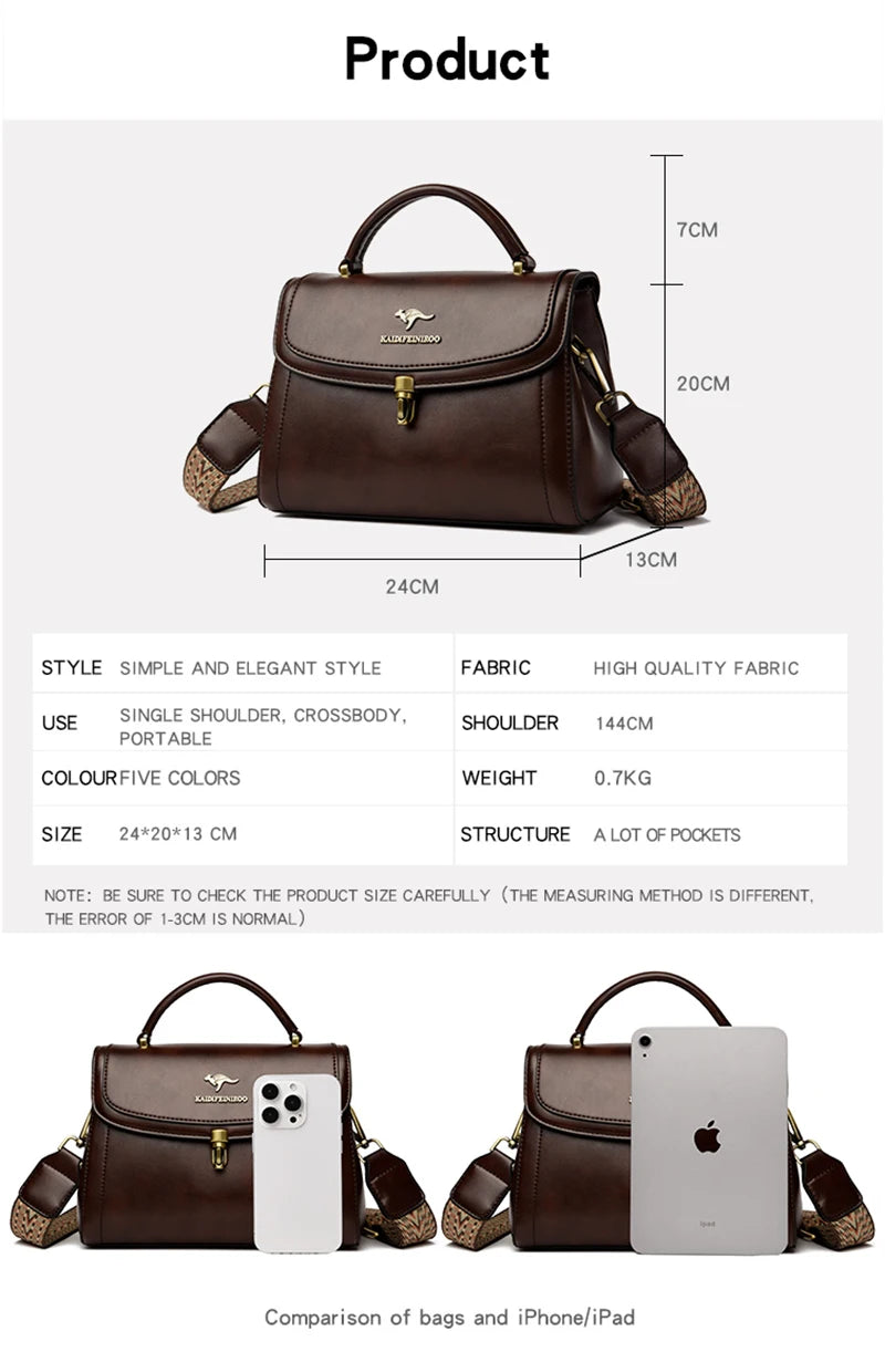 Sacs à bandoulière en cuir pour femmes, sacs à main de luxe pour dames, sac messager féminin, haute qualité, 2026