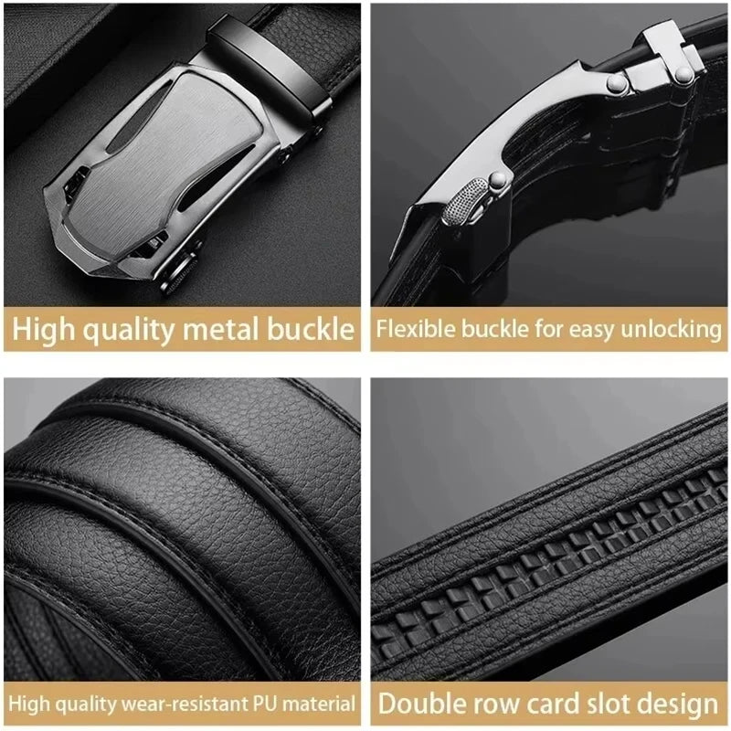 Ceinture pour hommes d'affaires de mode véritable marque de luxe ceinture boucle en métal ceinture en cuir PU de haute qualité ceinture souple avec pantalon Cargo jean