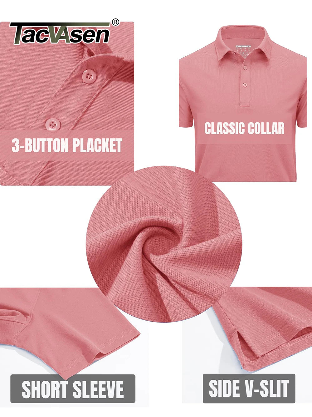 TACVASEN-Polo d'été 72% en coton pour homme, t-shirt de golf respirant, sport actif, randonnée, t-shirts de travail décontractés