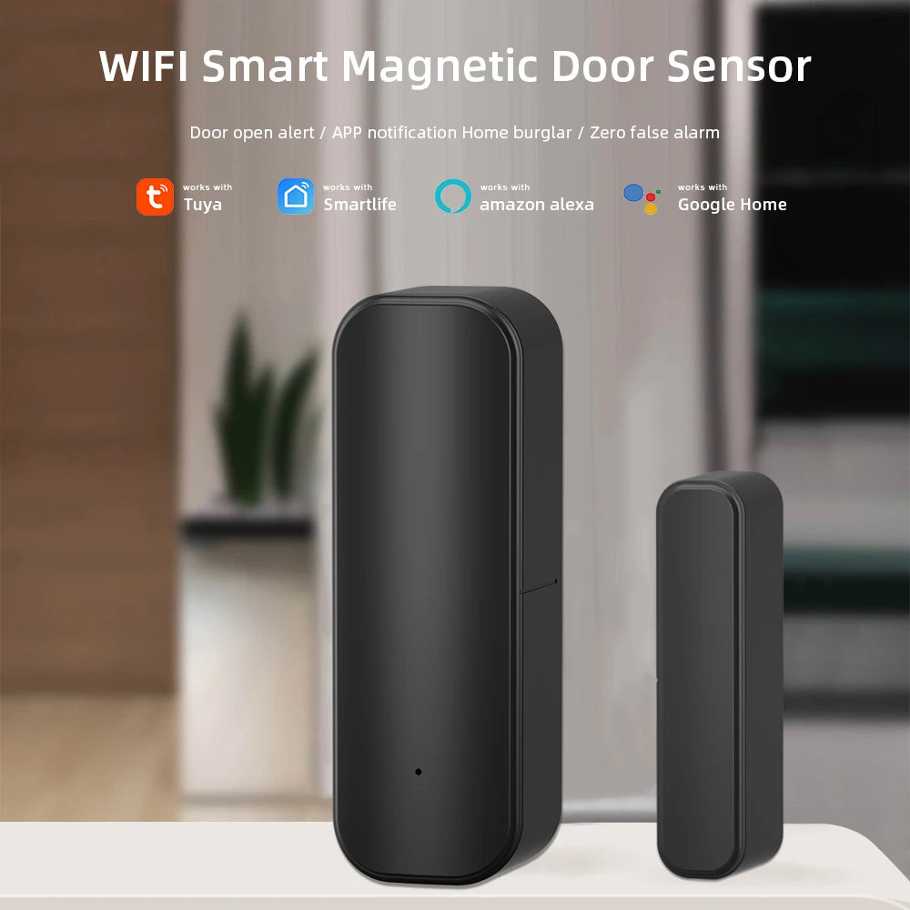 Capteur de porte WiFi ou Zigbee, avec application Tuya Smart Life, alerte de fenêtre, détecteur magnétique, capteur de porte de maison sans fil