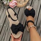 Femmes sandales 2026 nouveau été sandales légères mode plage pantoufles décontractées en plein air nœud papillon chaussures plates maison plate-forme sandales