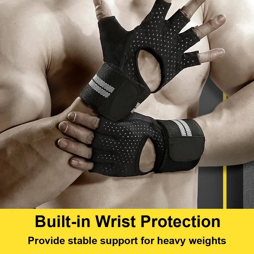 1 paire de gants de Fitness demi-doigt avec Support d'enveloppe de poignet pour hommes et femmes, équipement d'entraînement de Crossfit, équipement de musculation