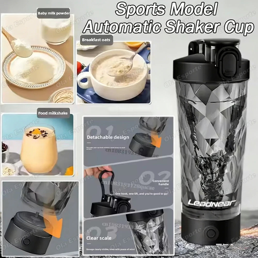 Nouveau : Bouteille mélangeuse automatique électrique pour protéines en poudre, shaker, mélangeur, bouteille à secouer, bouilloire à lait et café pour accessoires de cuisine