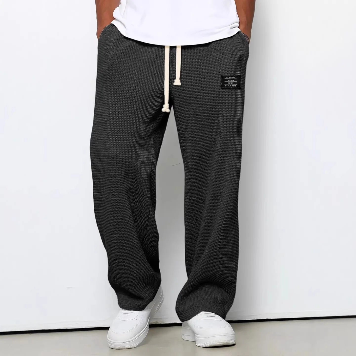 Pantalon de jogging décontracté pour homme 2026, coupe droite, taille élastique, jambe large, vêtements de sport pour homme, collection Printemps/Automne