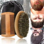 Ensemble de pinceaux de rasage portables pour hommes, poils de sanglier, barbier, brosse à barbe naturelle, peigne, ciseaux pour livres qualifiée aux, outil de coiffage