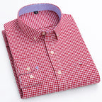 Chemise Oxford à manches longues pour hommes, grande taille 7xl, 100% coton, coupe cintrée, formelle, unie, à carreaux, vêtements de bureau élégants, nouvelle collection