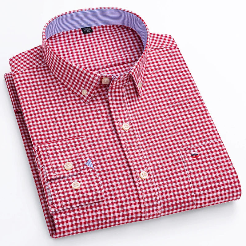 Chemise Oxford à manches longues pour hommes, grande taille 7xl, 100% coton, coupe cintrée, formelle, unie, à carreaux, vêtements de bureau élégants, nouvelle collection