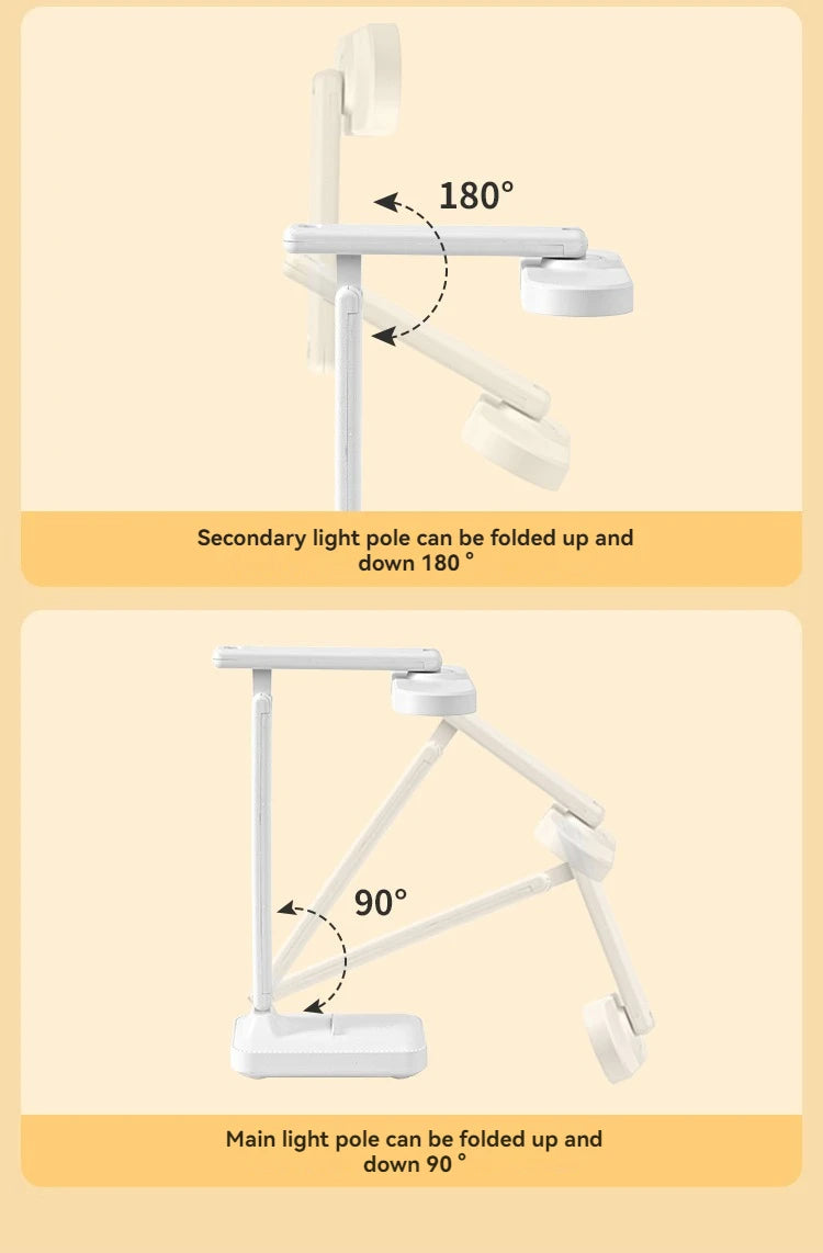 Lampe de bureau pliable rechargeable pour la protection des yeux pour l'étude, lampe de lecture spéciale pour dortoir, lampe de bureau à domicile à gradation à double usage rechargeable par USB et enfichable
