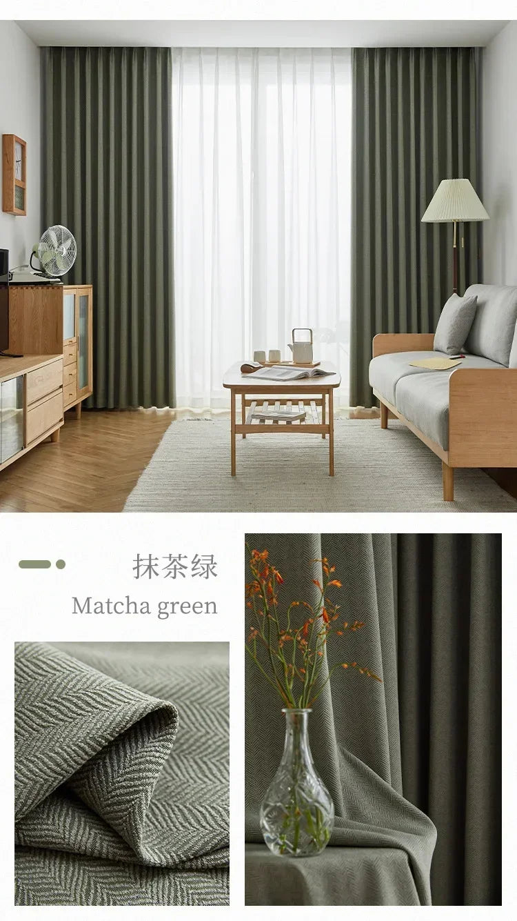 Rideaux en chenille beige épais à chevrons sur mesure pour salon, salle à manger, chambre à coucher – Décoration occultante de luxe et tendance