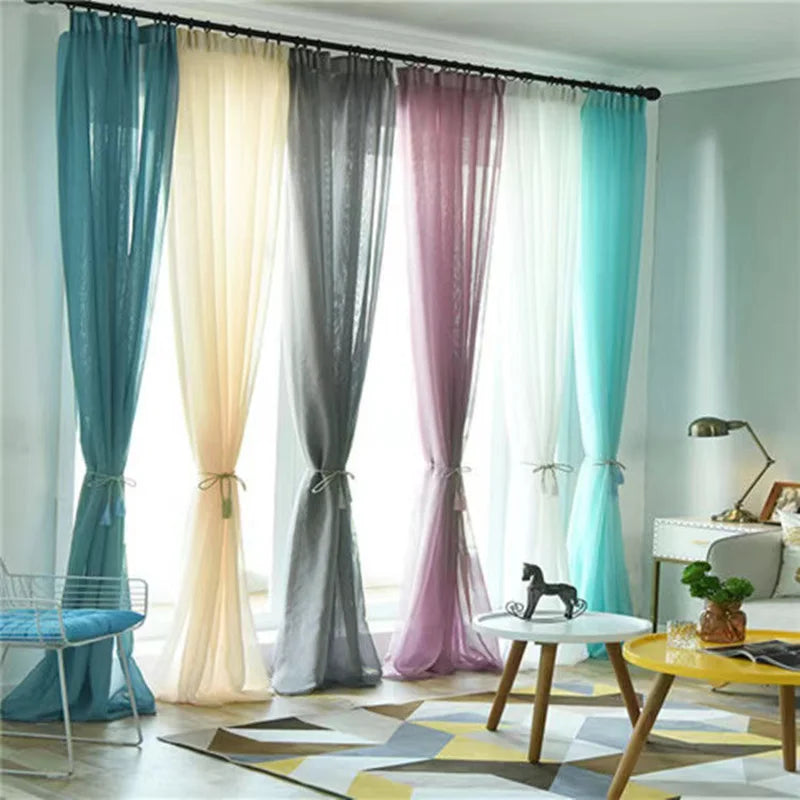 Rideaux de fenêtre en tulle rose Tyys Perconsidering, 1 côté, décoration romantique pour la maison, salon, seulement le criblage de fenêtre