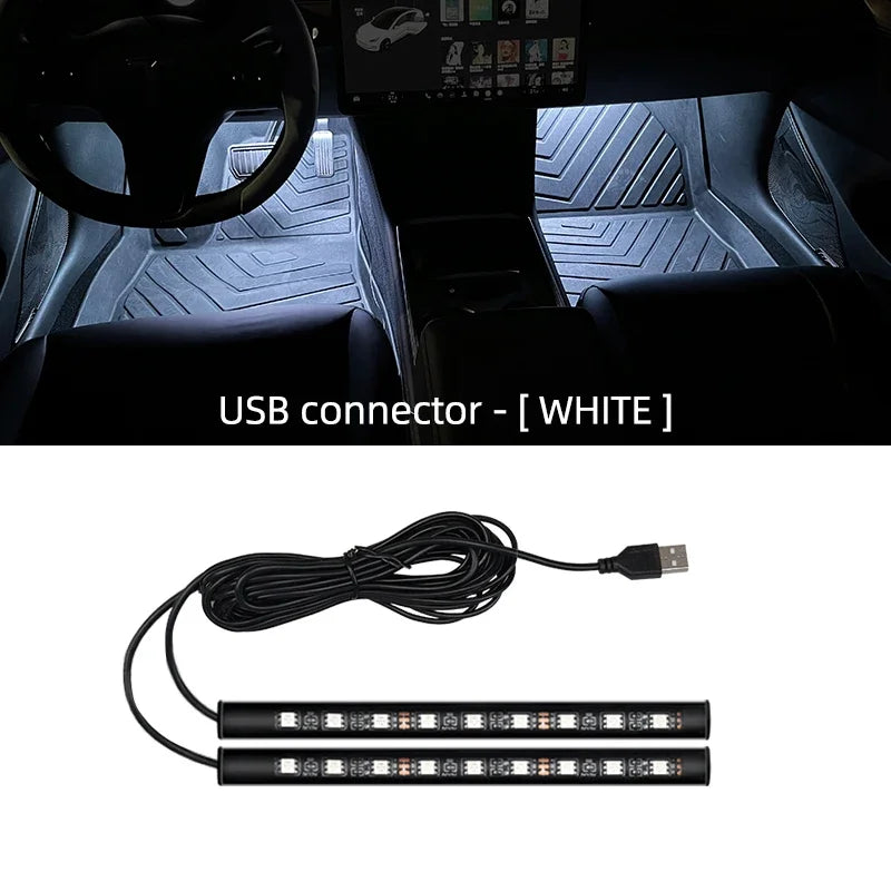 Lumière d'ambiance Led pour voiture, avec USB 5V, universelle, pour intérieur de voiture, éclairage de rétro-éclairage, néons décoratifs automobiles