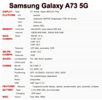 Samsung – téléphone portable Original Galaxy A73 A736B Dual Sim, 6.7 pouces, AMOLED, 128 go, 26 go de ROM, Snapdragon Octa Core, NFC, débloqué, 5G
