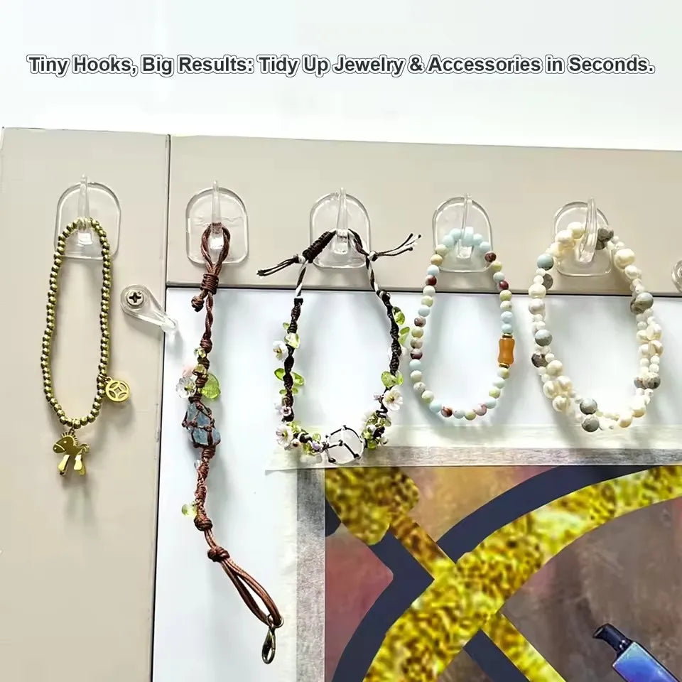 Mini crochet adhésif transparent et résistant pour porte de cuisine, miroir de salle de bain, armoire, rangement de bijoux, sans marques, sans perçage requis