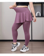 Leggings de Yoga faux deux articles, grande taille, 200lb, avec poches, jupe taille haute en peau de requin, pantalon d'entraînement, collants Slim