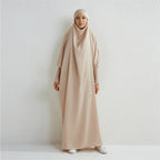 Abaya musulman à capuche manches smockées une pièce Robe de prière femmes Jilbab vêtements islamiques dubaï saoudien Robe noire modestie turque