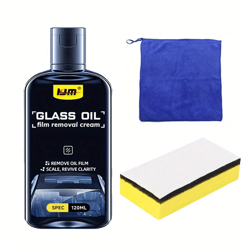 Kit d'élimination de l'huile pour vitres de voiture, élimine les taches d'eau, le film d'huile, adapté aux vitres automobiles et domestiques