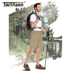 TACVASEN Short cargo d'été à 5 poches zippées, séchage rapide, pour homme, short de pêche, extensible, pour la randonnée en plein air, short de travail en nylon, léger