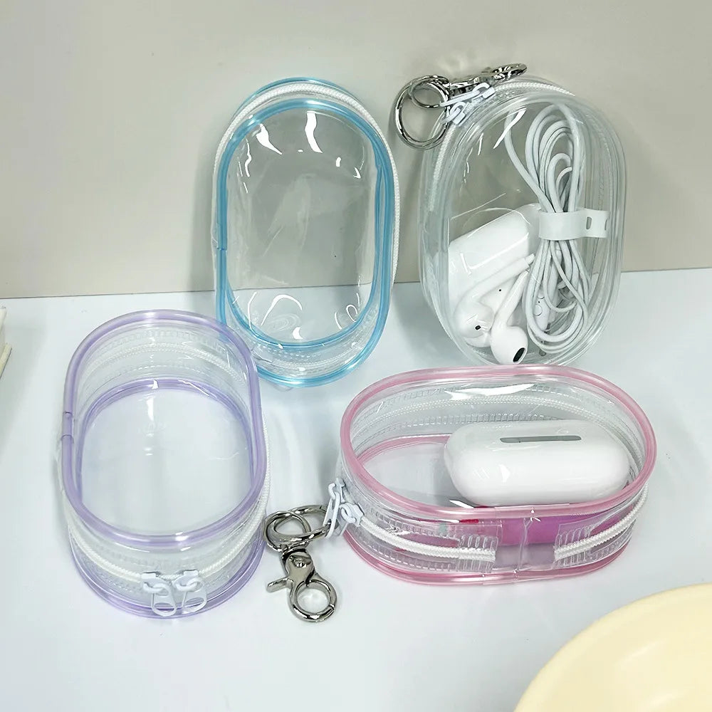 Mini sac de rangement Portable à fermeture éclair transparente, porte-clés poupée de dessin animé, jouet pour enfants, boîte mystère, organisateur pour écouteurs, chargeur, sac cadeau