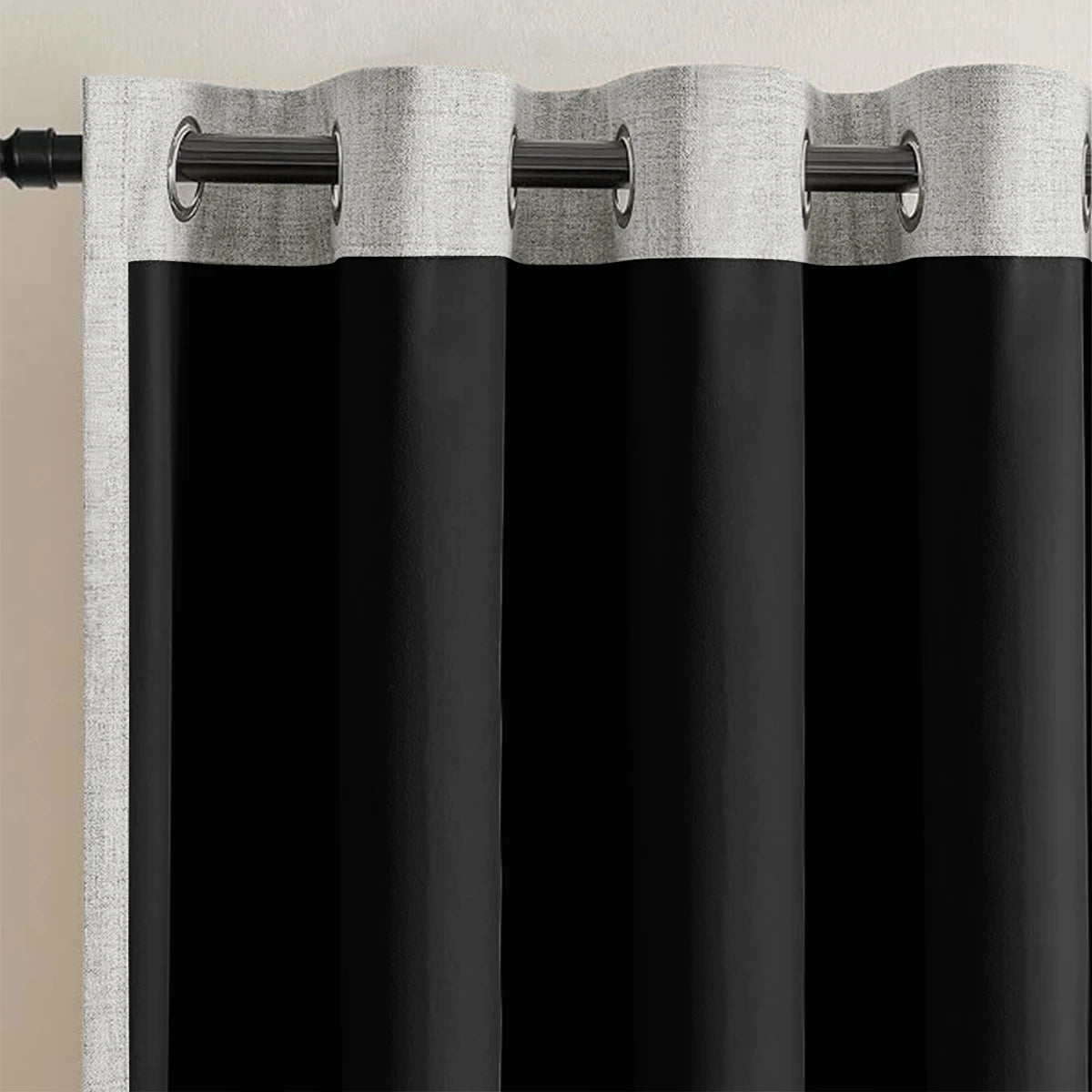 Rideau occultant 100% en lin uni, 2 pièces, couleur unie, livré avec des sangles de rideau, adapté à la décoration du salon et de la chambre à coucher