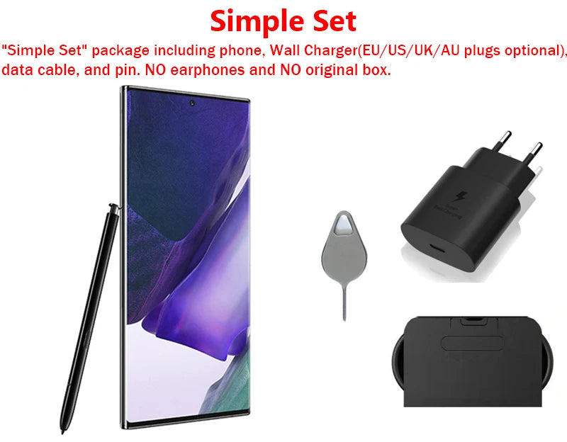 Samsung Galaxy Note 20 Note20 Ultra 5G N986U1 N986B N986N N9860 6.9 "AMOLED 12GB RAM 128/256/512GB NFC téléphone portable d'origine