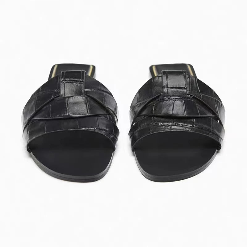 Pantoufles d'Été à la Mode pour Femme, Chaussures d'Extérieur Décontractées, Respirantes, Plates en Forme de T, Souples et Confortables, Sandales à Talons Ouverts
