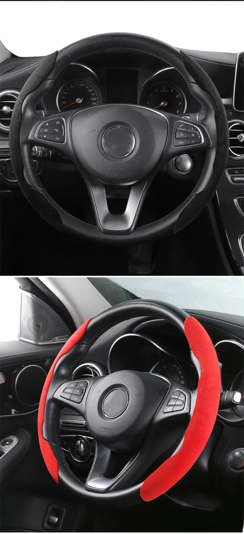 Housse de rehausseur de volant de voiture universelle en daim, 38CM, antidérapante, protection de direction intérieure automobile, accessoires de décoration