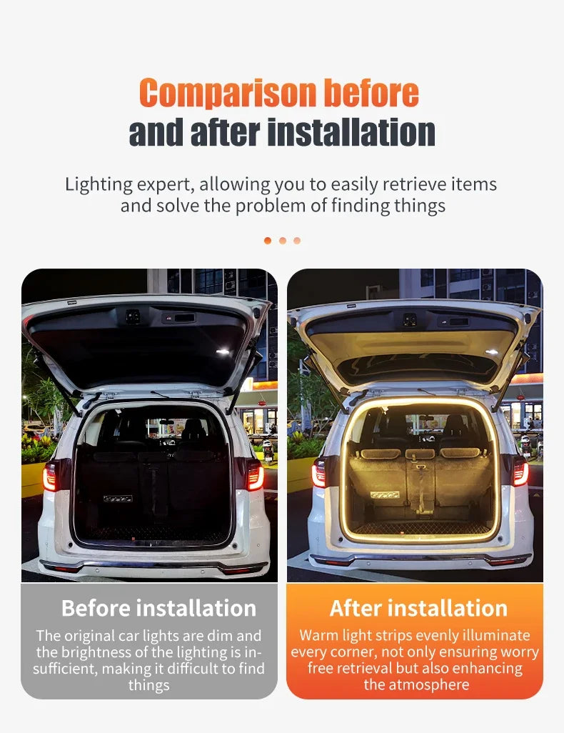 Bande lumineuse à flux dynamique pour coffre de voiture, 400cm, marche/arrêt automatique, lampe de balayage, bande lumineuse Flexible et étanche, Installation cachée