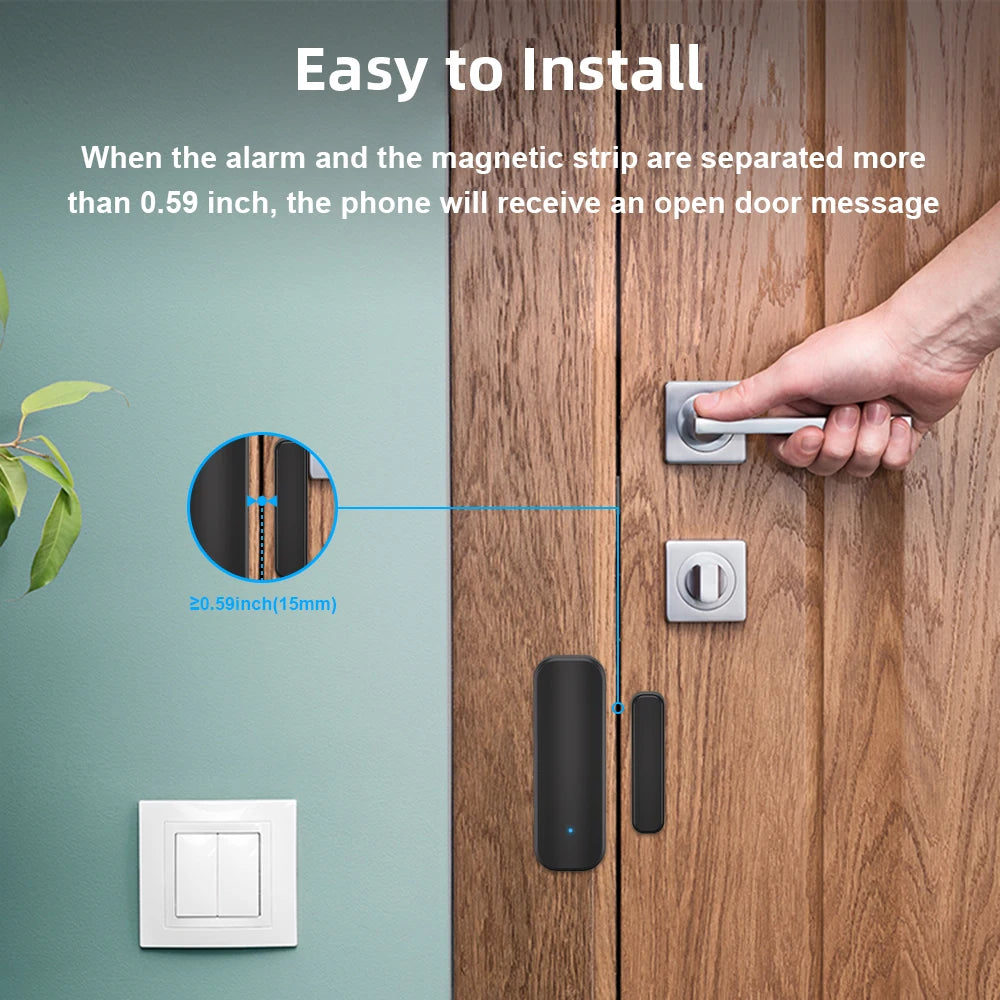 Capteur de porte et de fenêtre Tuya Zigbee, système d'alarme de sécurité pour maison intelligente, application, alarme à distance, commande vocale, noir/blanc