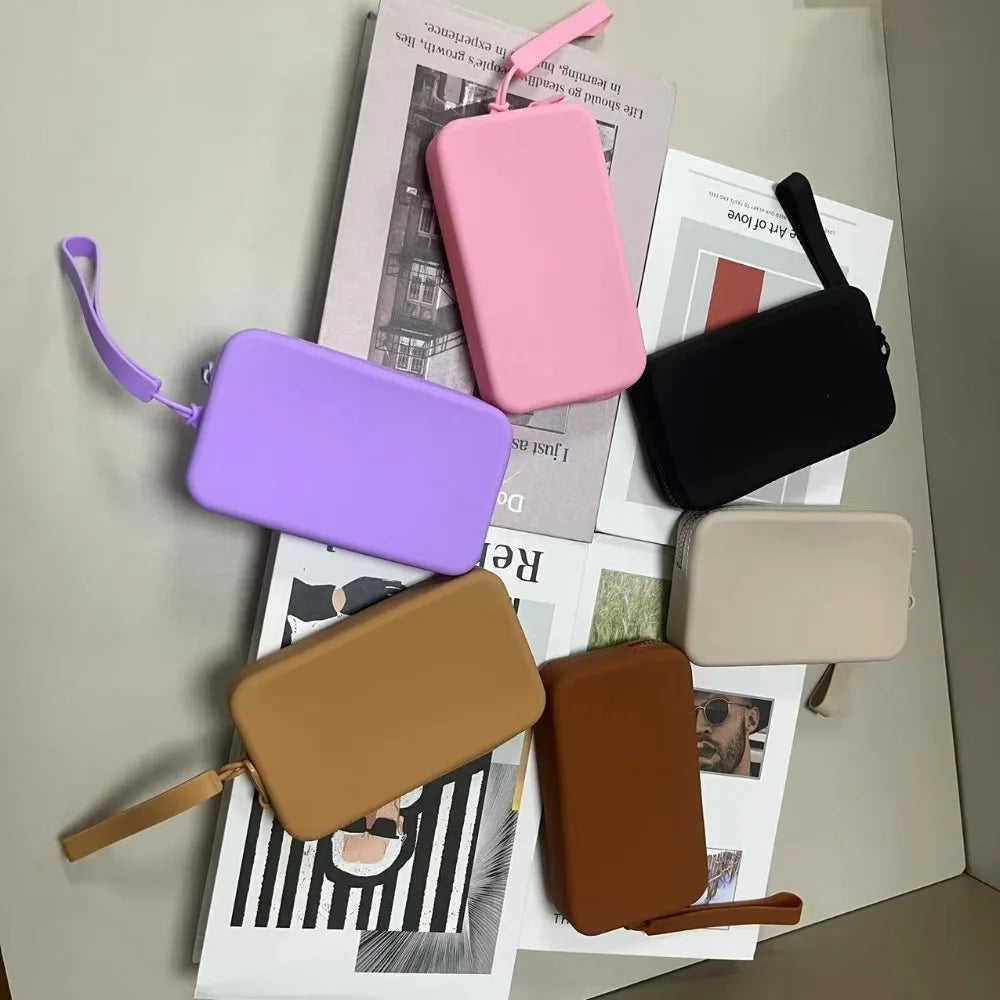 Portefeuille rectangulaire en Silicone, sac de rangement peu encombrant, sacs à main de transport multifonctions, sacs mobiles pour pièces de monnaie pour hommes et femmes