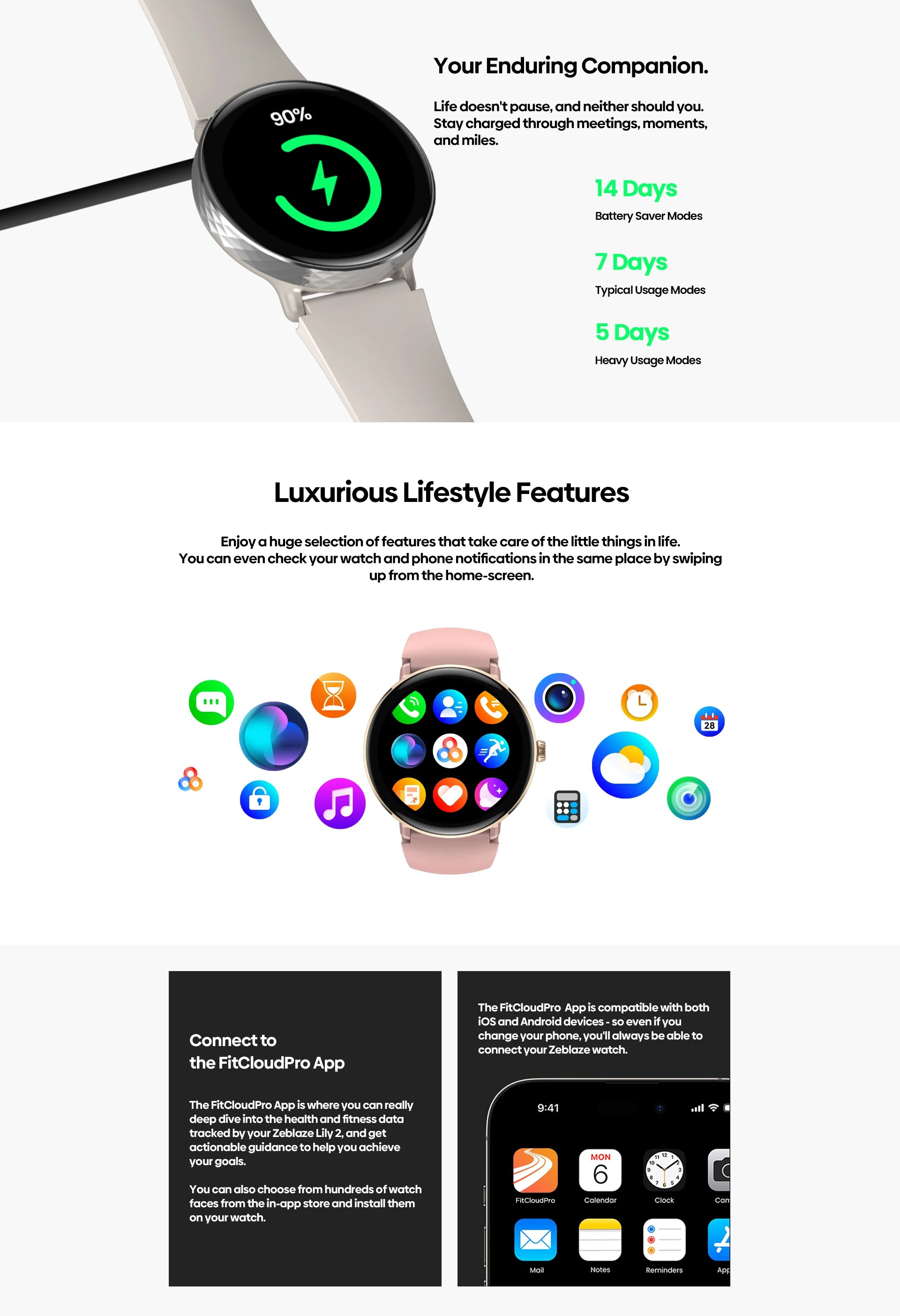 Nouveau 2026 Zeblaze LILY 2 appel vocal femme Smartwatch Double sangle 1.2 "HD AMOLED affichage surveillance de la santé sport montre intelligente