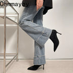 Bottines à talons hauts et bout pointu pour femme, chaussures de soirée de danse élégantes, à la mode, courtes et fines, extensibles, automne et hiver