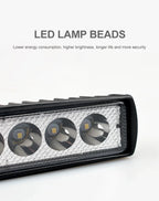 Phare de travail universel pour voiture, budgétaire haute luminosité, automobile tout-terrain, conduite de camion, feux de sauna antibrouillard, lampe de conduite DRL, 18W, 6 LED, 12V