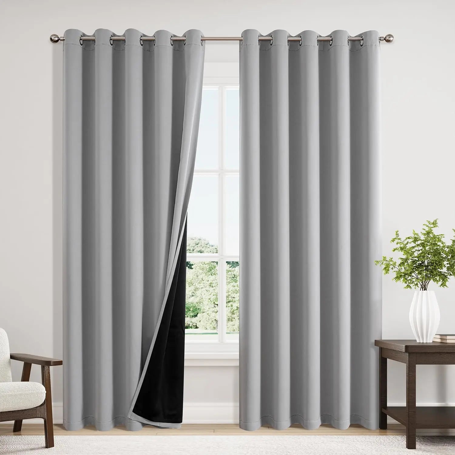 Rideau occultant pour salon, en Polyester, avec œillet de pongé, isolation thermique, bloquant la lumière, pour porte française de Patio