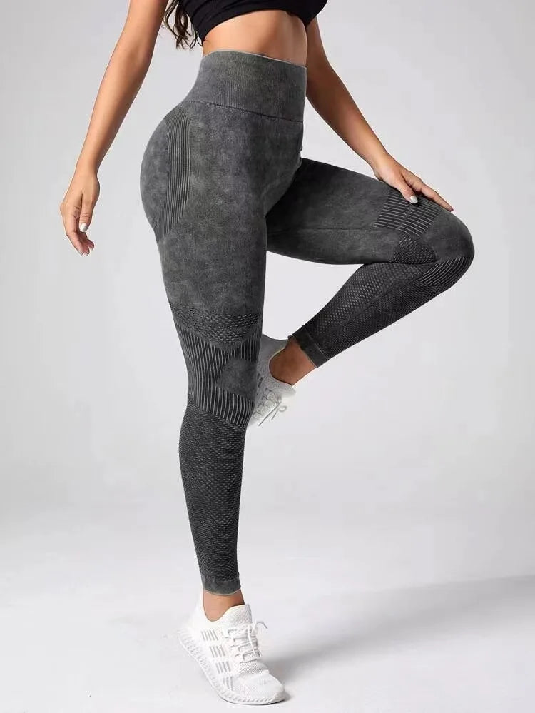 Leggings évidés pour femmes, collants minces sans couture, pantalons de fitness conviviale rés, taille haute, levage des hanches, pantalons de yoga extensibles, lavage à l'eau