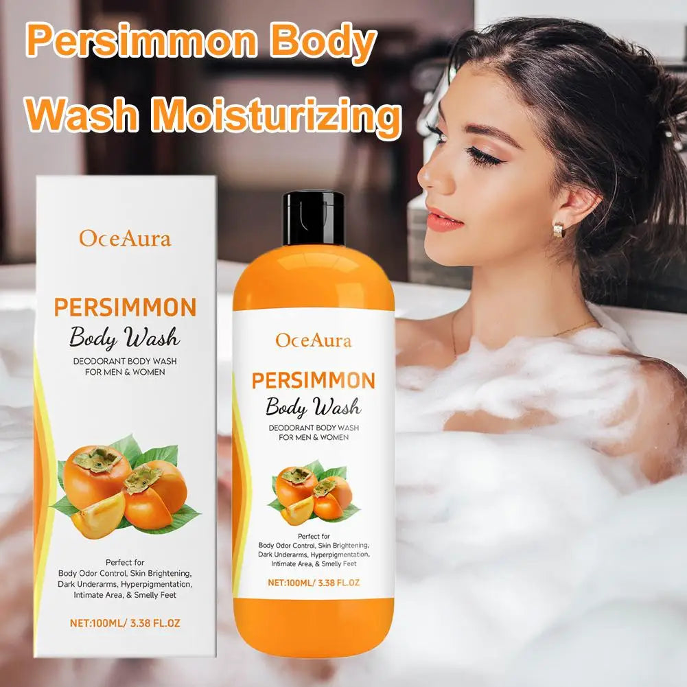 Gel Douche Exfoliant au Kaki 100ml – Hydratant, Nettoyant, Lissant, Anti-Odeurs Corporelles – Produits de Bain