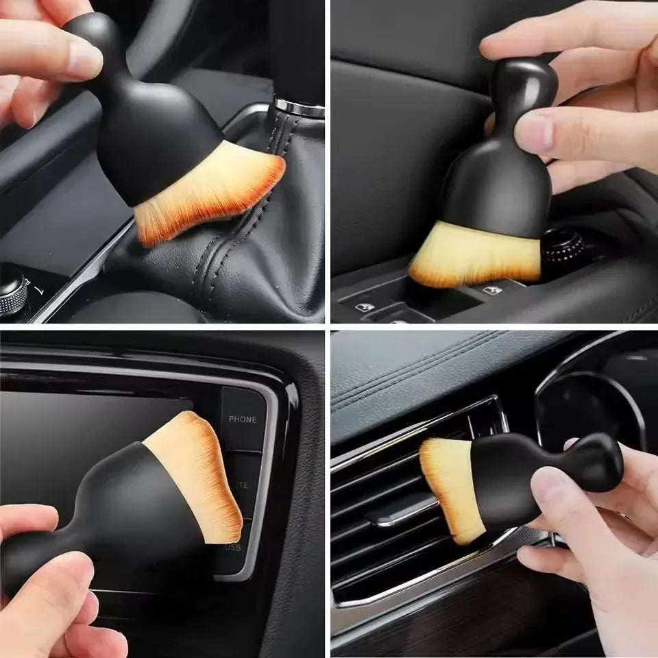 Brosse de nettoyage intérieur de voiture, climatiseur, sortie d'air, brosses de nettoyage en fourrure douce avec coquilles, dépose de poussière de crevasses, outils de brosse de détail